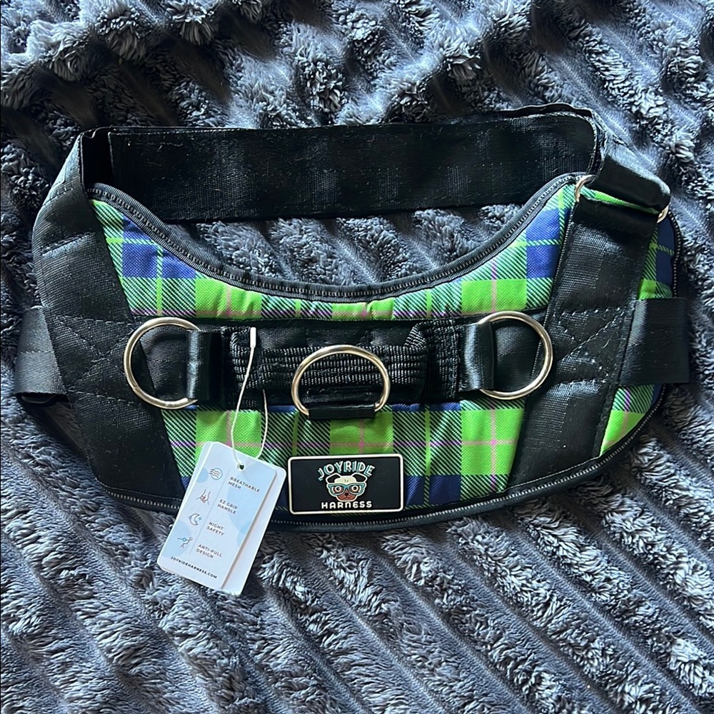 Joyride Green and Blue Plaid Dog Harness XXL